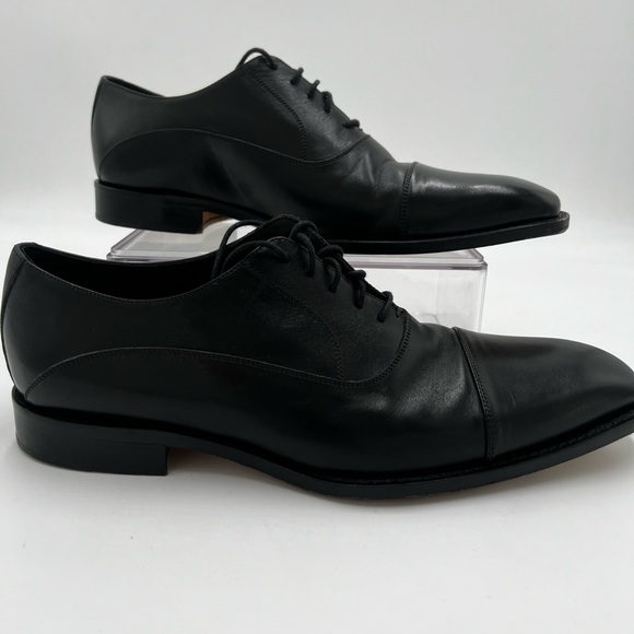Donald Pliner Mens Black Leather Cap Toe Oxford Dress Shoes Made in Italy 11M